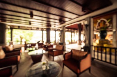 Özet olarak, arka plan için soyut bulanık ve odaksız otel ve lobi iç mekanı