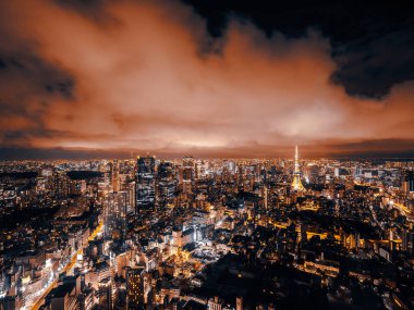 Tokyo şehrinde geceleri mimarisi ve binası olan güzel bir şehir.