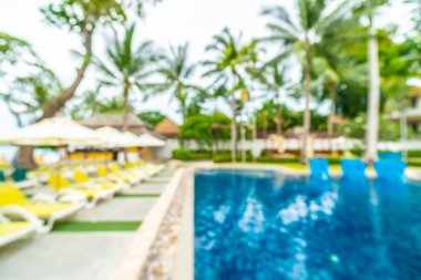 Seyahat ve tatil için güzel otel resort ve yüzme havuzu arka plan bulanıklık