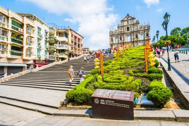 Çin, harabe mavi gökyüzü arka plan ile Makao şehrinin st pual kilise Simgesel Yapı ile bina Macau - 6 Eylül 2018 - güzel eski mimari