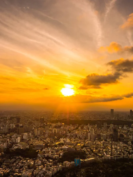 Hermosa Vista Aérea Arquitectura Edificio Alrededor Ciudad Tokyo Atardecer Japón —  Fotos de Stock