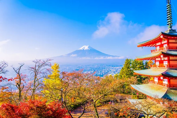 Krásná Krajina Hory Fudži Chureito Pagoda Javorový List Stromu Podzimní — Stock fotografie