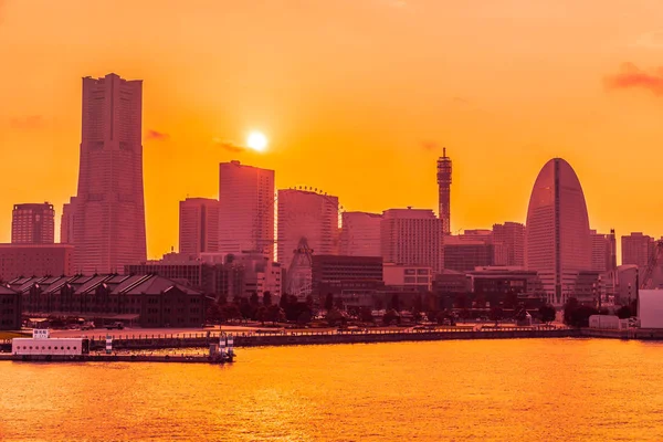 Hermoso Exterior Edificio Arquitectura Ciudad Yokohama Skyline Japón Atardecer —  Fotos de Stock