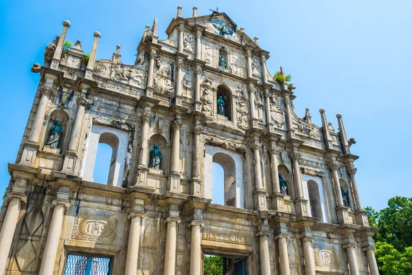 Vacker Gammal Arkitektur Byggnad Med Ruin Pual Kyrkliga Landmärke Macau — Stockfoto