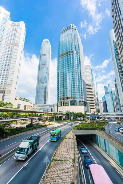 Belle Architecture Immeuble Bureaux Gratte Ciel Extérieur Dans Ville Hong — Photo