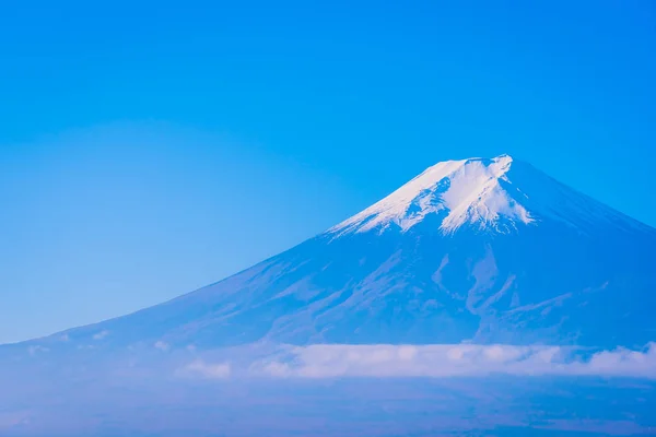 Hegyi Fuji Maple Leaf Fehér Felhő Kék Őszi Szezon Yamanashi — Stock Fotó
