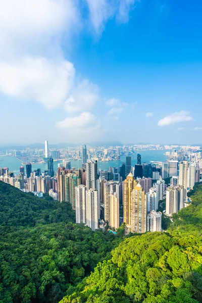 美丽的建筑 香港城市的外部景观 蓝天背景的天际线 — 图库照片