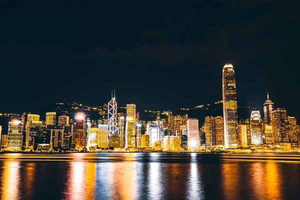 Beautiful Architecture Building Cityscape Hong Kong City Skyline Twilight Night — Stock Photo, Image