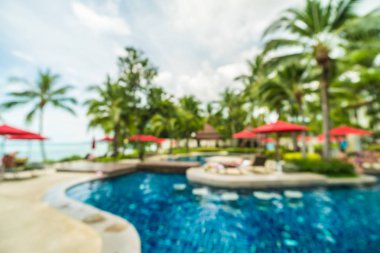 Soyut bulanıklık ve yüzme havuzu seyahat ve tatil için otel ve tatil arka planda defocused