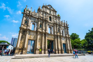 Çin, harabe mavi gökyüzü arka plan ile Makao şehrinin st pual kilise Simgesel Yapı ile bina Macau - 6 Eylül 2018 - güzel eski mimari