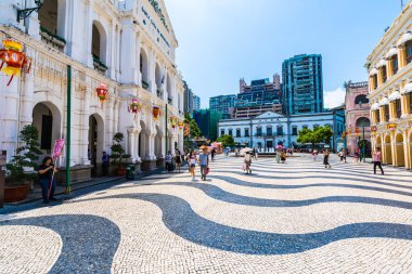 Çin, Macau macau şehir - 6 Eylül 2018 - güzel eski mimari yapı Arata kare çevresinde