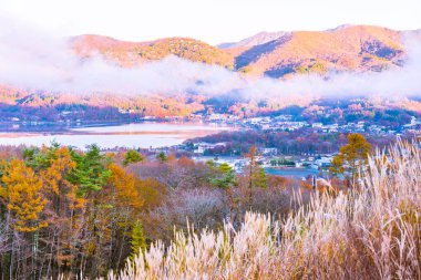 Yamanakako Gölü Japonya'da fuji Dağı çevresinde güzel manzara