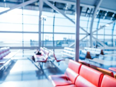 Soyut bulanıklık ve arka plan için Havaalanı terminal iç defocused