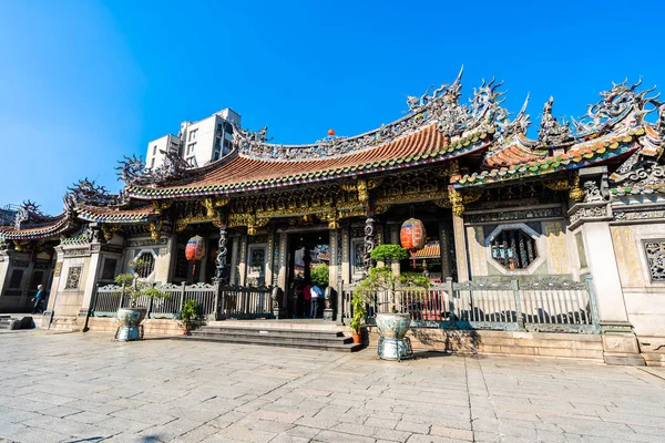 Hermoso Edificio Arquitectura Lugar Popular Ciudad Taipei Templo Longshan Taiwán —  Fotos de Stock