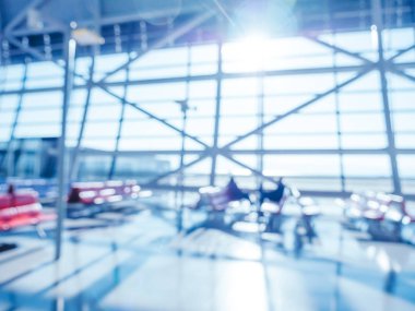 Soyut bulanıklık ve arka plan için Havaalanı terminal iç defocused