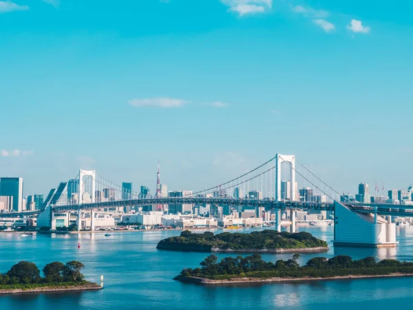 Vackra Stadsbilden Med Arkitekturen Byggnad Och Rainbow Bridge Tokyo City — Stockfoto