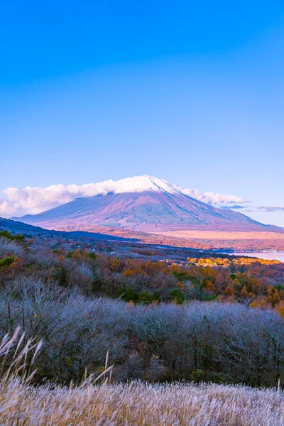 秋の季節に日本の山中湖や山中湖の富士山の美しい風景 — ストック写真