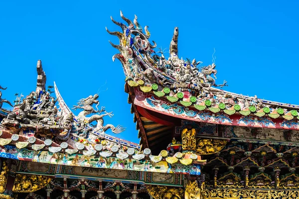 Bellissima Architettura Edificio Luogo Popolare Nella Città Taipei Tempio Longshan — Foto Stock