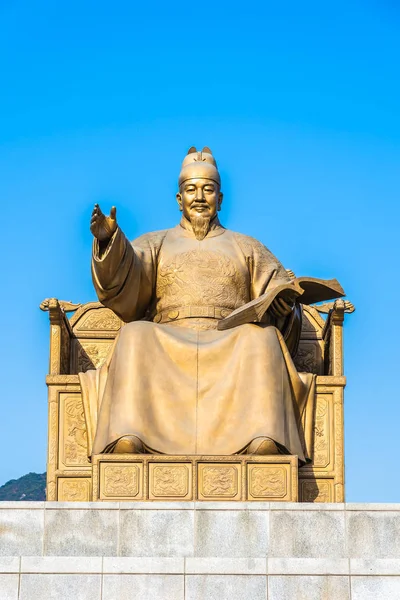 Bela Estátua Rei Sejong Seul Cidade Coreia Sul — Fotografia de Stock