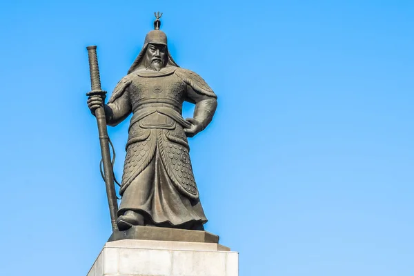 Beautiful Statue Admiral Yi Sun Shin in Seoul city South Korea