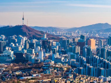 Bina Cityscape Kulesi Seoul City Güney Kore ile güzel mimari