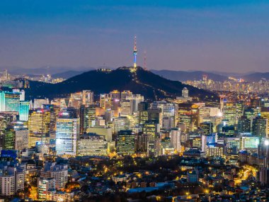 Bina Cityscape Kulesi Seoul City Güney Kore ile güzel mimari