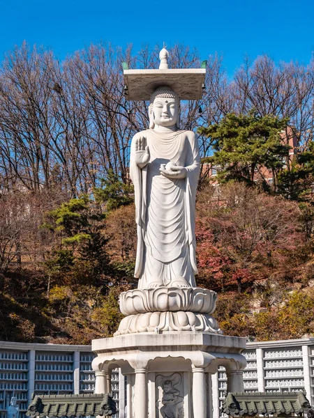 Krásný Buddhismus Socha Bongeunsa Temple City Soul Jižní Korea — Stock fotografie