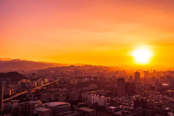 Заході Сонця Тайвані Відбувався Чудовий Архітектурний Комплекс Міста Тайбей — стокове фото