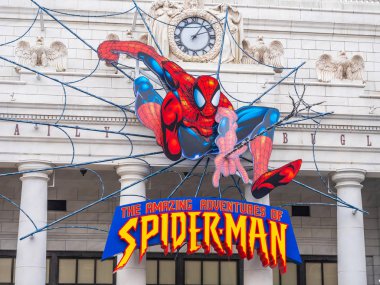 Osaka, Japonya - 12 Kasım 2018: güzel eğlence cazibe Evrensel Studio Osaka örümcek adam