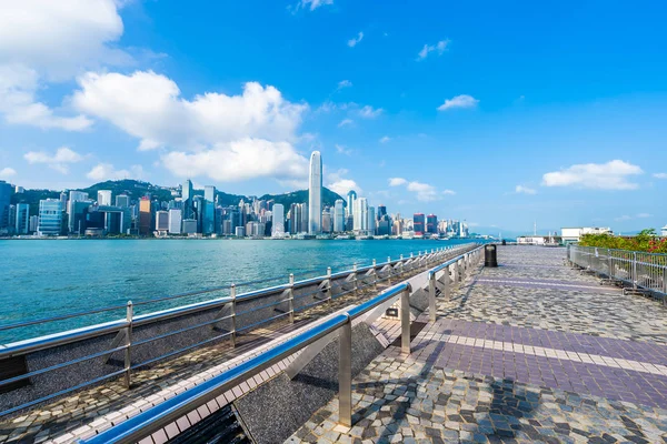 Hermoso Edificio Arquitectura Exterior Paisaje Urbano Hong Kong Horizonte Ciudad — Foto de Stock