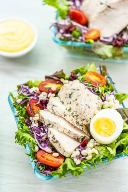 Izgara tavuk eti göğüs ile taze sebze salatası - sağlıklı gıda tarzı