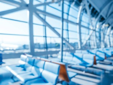 Soyut bulanıklık ve arka plan için Havaalanı terminal iç defocused