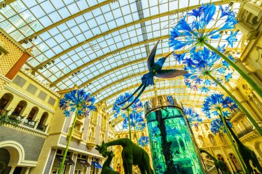 Çin, Makao - 9 Eylül 2018 - güzel lüks iç mgm hotel resort ve macau şehir casino