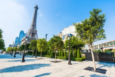 Çin, Makao - 10 Eylül 2018 - güzel eiffel tower landmark Paris oteli ve macau City resort