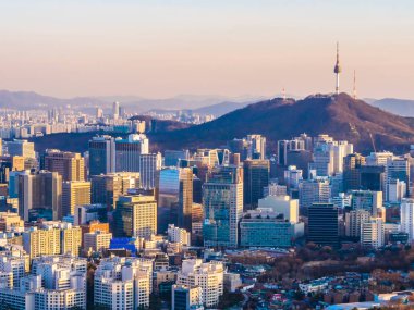 Bina Cityscape Kulesi Seoul City Güney Kore ile güzel mimari