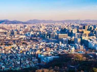 Bina Cityscape Kulesi Seoul City Güney Kore ile güzel mimari