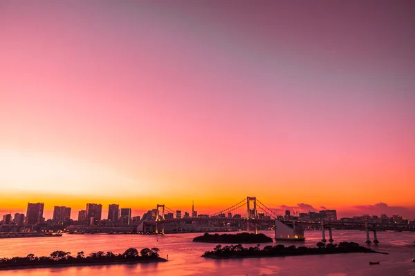 Prachtige Architectuur Cityscape Van Stad Tokio Met Regenboog Brug Gebouw — Stockfoto