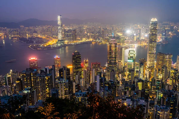 Beautiful Architecture Building Exterior Cityscape Hong Kong City Skyline Twilight — Stock Photo, Image