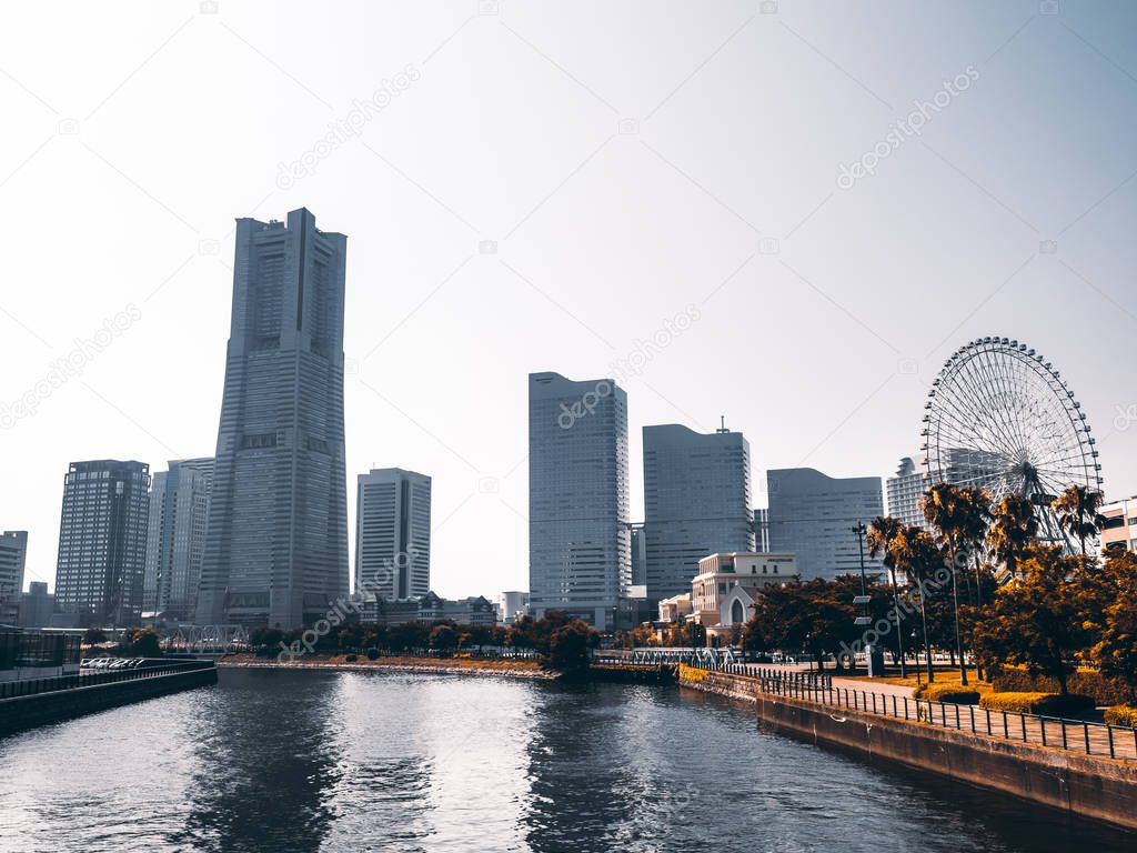 Beautiful Building architecture of Yokohama skyline city in japan
