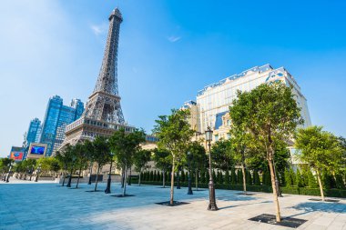 Çin, Makao - 10 Eylül 2018 - güzel eiffel tower landmark Paris oteli ve macau City resort
