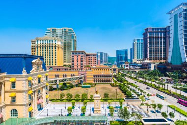 Çin, Makao - 11 Eylül 2018 - güzel lüks dış mimari yapı otelin çare macau şehir manzarası