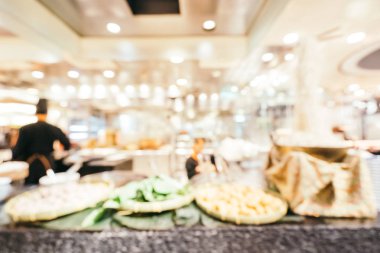 Kahvaltı büfesi hotel iç restoranda yemek için arka plan bulanıklık