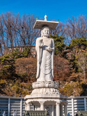 Güzel Budizm heykel Bongeunsa tapınak Seoul City, South Korea