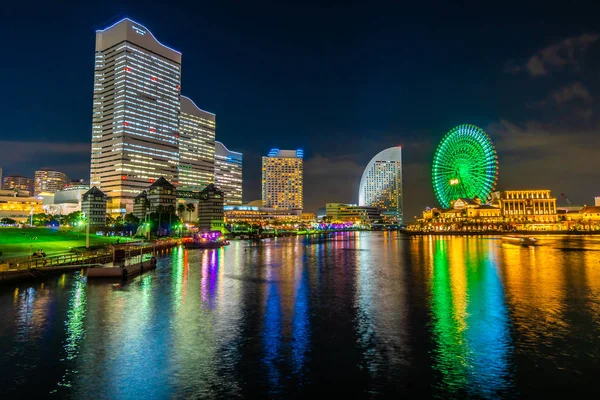 Belo Edifício Arquitetura Yokohama Skyline Cidade Crepúsculo Japão — Fotografia de Stock