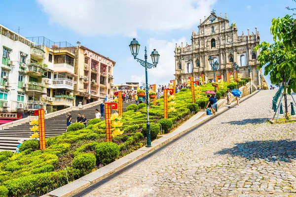 Kina Macau September 2018 Vacker Gammal Arkitektur Byggnad Med Ruin — Stockfoto