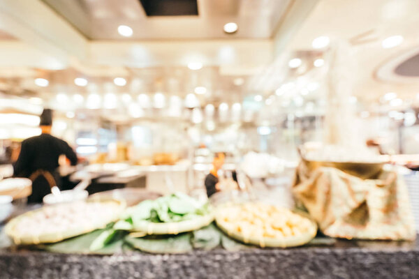 Abstract blur breakfast buffet catering in restaurant of hotel interior for background