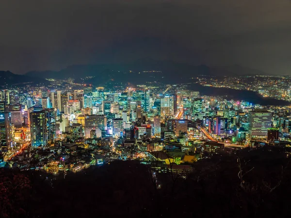 Hermoso Edificio Arquitectura Alrededor Ciudad Seúl Por Noche Corea Del —  Fotos de Stock