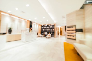 Özet olarak, arka plan için soyut bulanık ve odaksız otel ve lobi iç mekanı