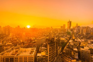 Bina Cityscape macau şehir manzarası güneş doğarken güzel mimari