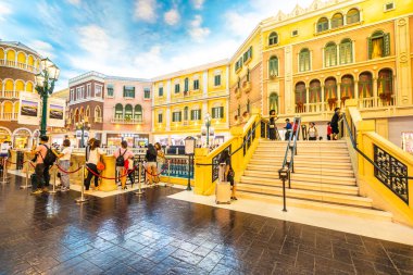 Çin, Makao - 8 Eylül 2018 - güzel lüks Venedik otel resort ve macau City Alışveriş Merkezi ile casio
